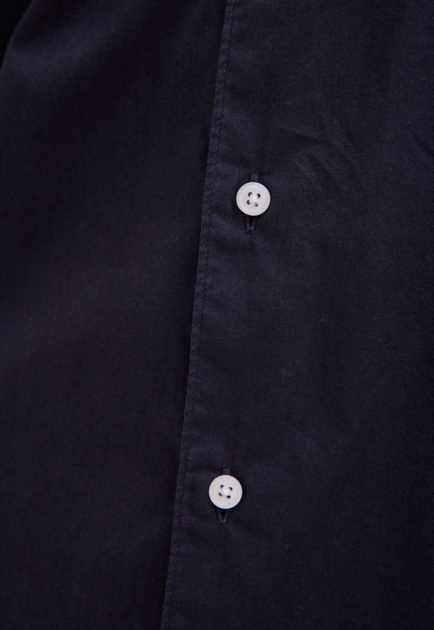 Jac + Jack Folded Collar Cotton Shirt - Navy